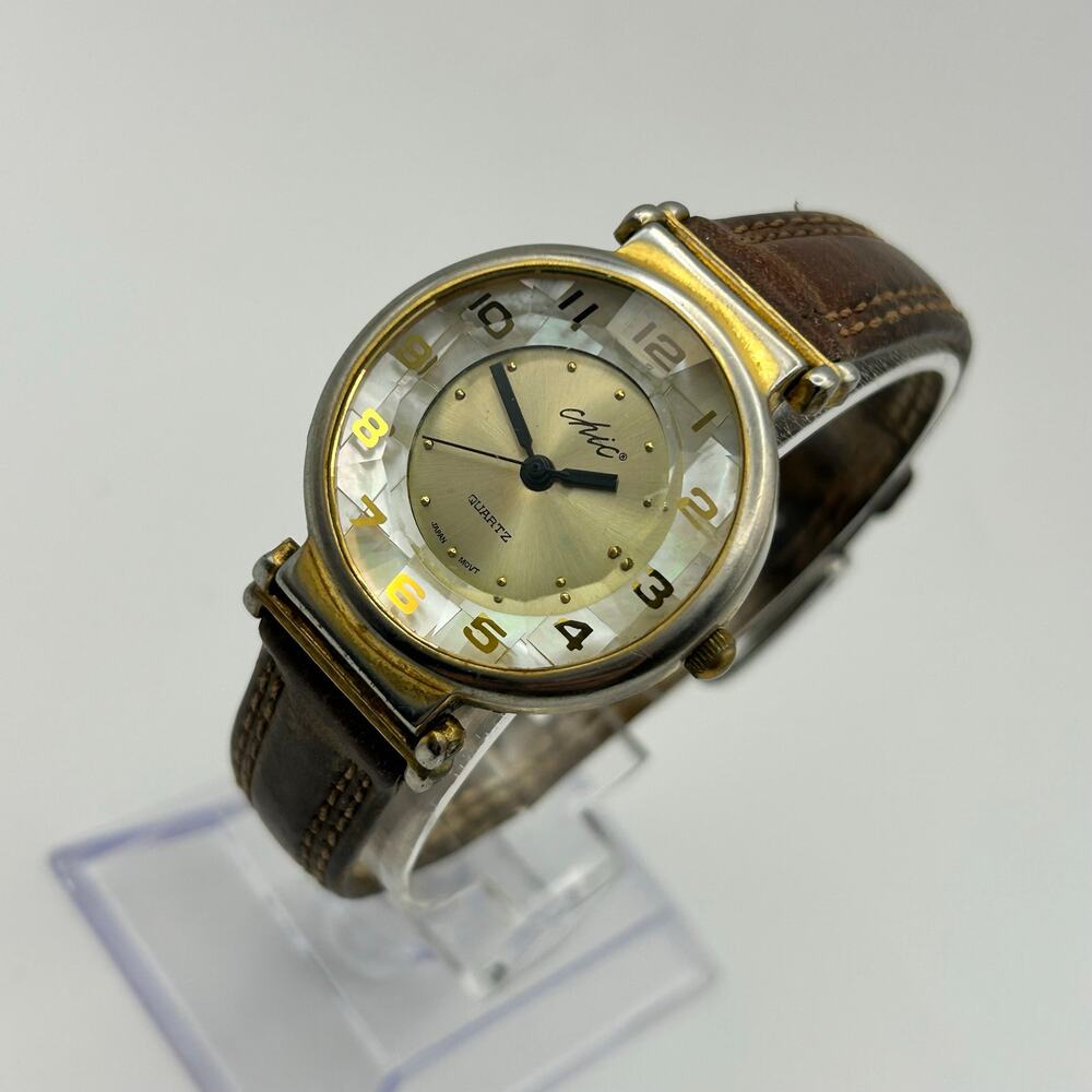 Vintage Chic LCH062 Gold Brown Leather Women’s Quartz  Watch  New Battery